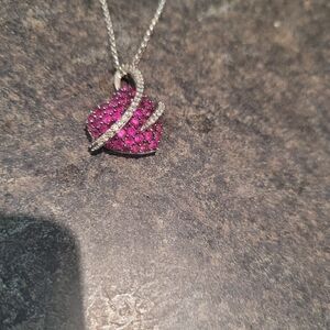 Elegant Pink Heart Pendant Necklace From Peoples Jewellers 925.